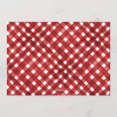 Rustrode Gingham Noël Kerst Uitnodiging (Achterkant)