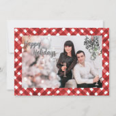 Rustrode Gingham Noël Kerstkaart (Voorkant)