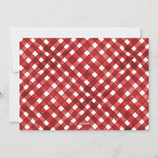 Rustrode Gingham Noël Kerstkaart (Achterkant)