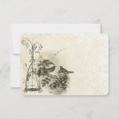 Rustromantische vintage vogelkooi liefdesvogels RSVP kaartje (Achterkant)