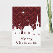 Rustrood Argyle Breiwerk Kerstmis Dorp Kaart (Voorkant)