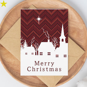 Rustrood Argyle Breiwerk Kerstmis Dorp Kaart