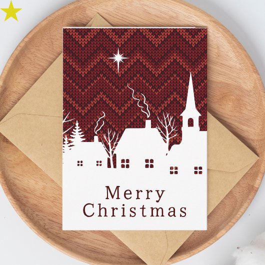 Rustrood Argyle Breiwerk Kerstmis Dorp Kaart