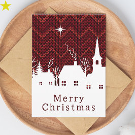 Rustrood Chevron Breiwerk Kerstmis Dorp Kaart