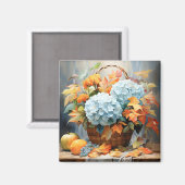 Rustwaterverf herfst bloemstuk mand magneet (Voorkant / Achterkant)