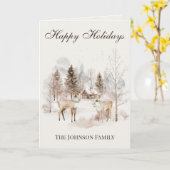 Rustwaterverf Herten Winter Bos Kerstmis Kaart (Gele Bloem)