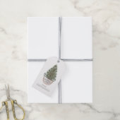 Rustwaterverf Kerstboom Cadeaulabel (Met Touw)