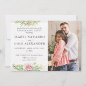 Rustwaterverf Succulent Verlovingsfeest Foto Kaart (Voorkant)