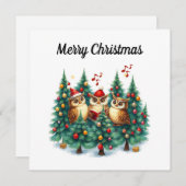 Rustwaterverf Winter Dennenbomen Kerstliedjes Zing Feestdagenkaart (Voorkant / Achterkant)