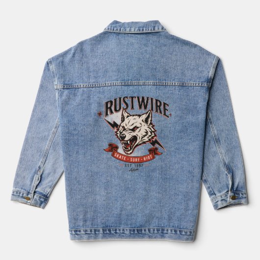 Rustwire Wolf Schedel T-Shirt Denim Jacket (Achterkant)