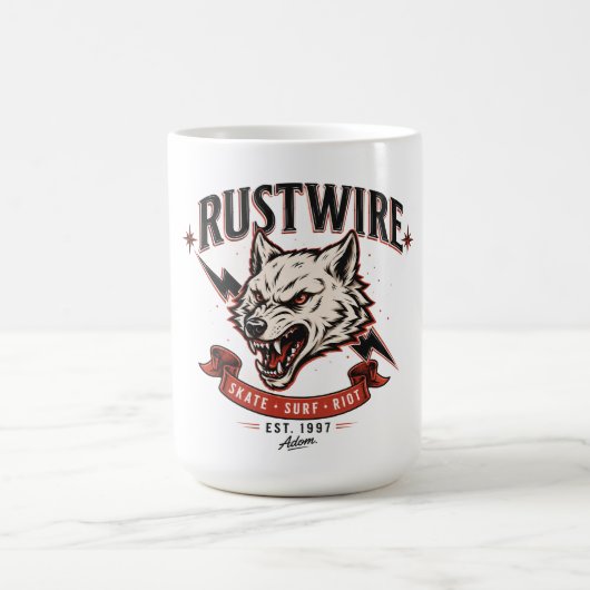 Rustwire Wolf Schedel T-Shirt Koffiemok (Center)