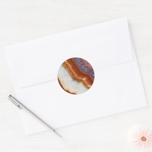 Rusty Amethyst Agate Ronde Sticker (Envelop)