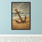 Rusty Anchor aan de kust Canvas Afdruk (Insitu (Houten vloer))