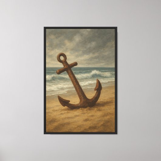 Rusty Anchor aan de kust Canvas Afdruk (Voorkant)
