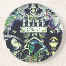 Rusty and Mossy Engine Double Sided Dieselpunk Zandsteen Onderzetter