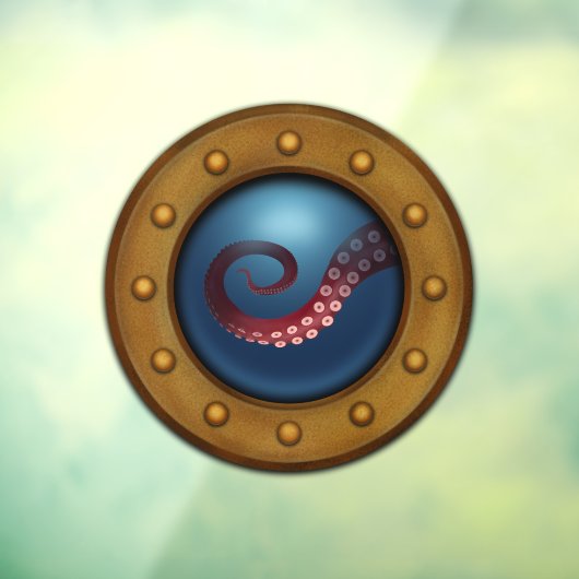 Rusty Antiek Ship Porthole Deep Zee Octopus Raamsticker (Vel 3)