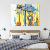 Rusty aqua geschilderd schuur deur lock galerij ca canvas afdruk (Insitu (Slaapkamer))