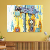 Rusty aqua geschilderd schuur deur lock galerij ca canvas afdruk (Insitu (Woonkamer))