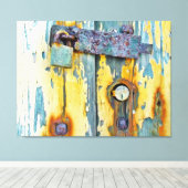 Rusty aqua geschilderd schuur deur lock galerij ca canvas afdruk (Insitu (Houten vloer))