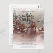 Rusty Bells Holly Berries Holiday Dinner Invitati Briefkaart (Voorkant / Achterkant)