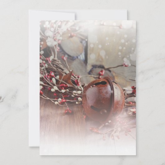 Rusty Bells Holly Berries Holiday Dinner Kaart (Achterkant)