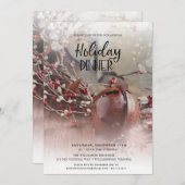 Rusty Bells Holly Berries Holiday Dinner Kaart (Voorkant / Achterkant)