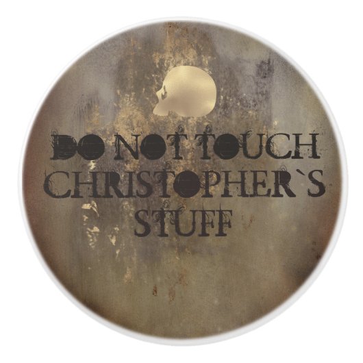 Rusty betonbruin faux gouden schedel op maat keramische knop (Voorkant)