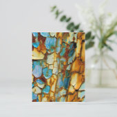 Rusty Blauwgroen blauwe muur Briefkaart (Staand voorkant)