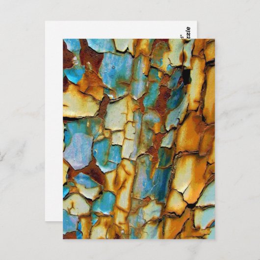 Rusty Blauwgroen blauwe muur Briefkaart (Voorkant / Achterkant)