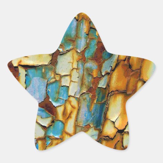 Rusty Blauwgroen Blauwe Wand Ster Sticker (Voorkant)