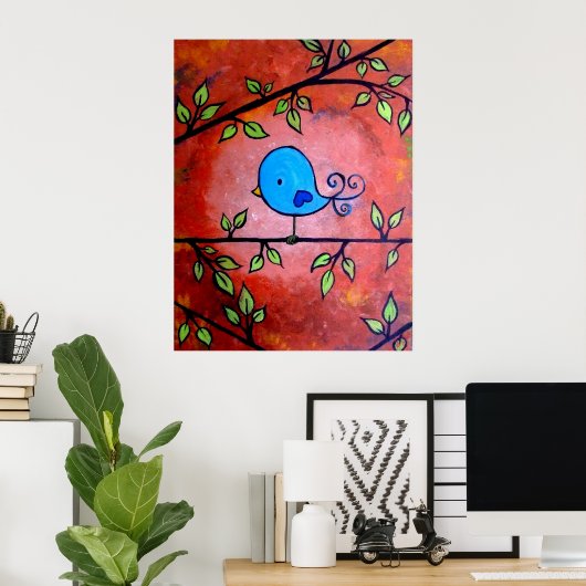Rusty Blue Bird Poster (Thuiskantoor)