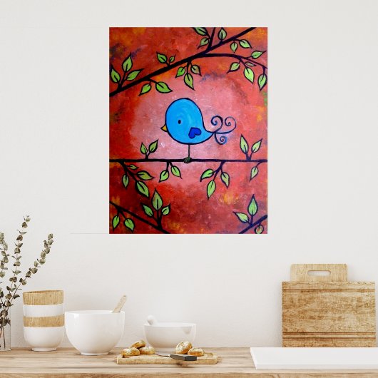 Rusty Blue Bird Poster (Keuken)