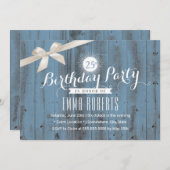 Rusty Blue Classy Ivory Ribbon Birthday Kaart (Voorkant / Achterkant)