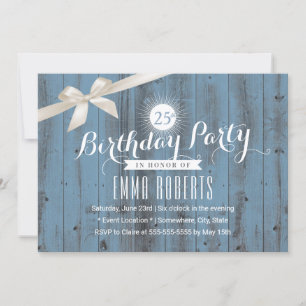 Rusty Blue Classy Ivory Ribbon Birthday Kaart