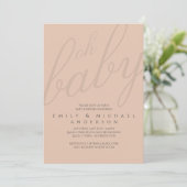 Rusty Blush Typografie Baby shower Geslacht Kaart (Staand voorkant)
