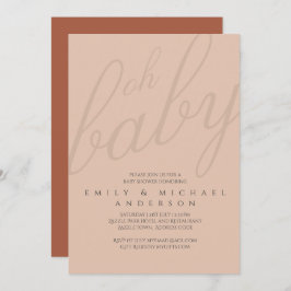 Rusty Blush Typografie Baby shower Geslacht Kaart