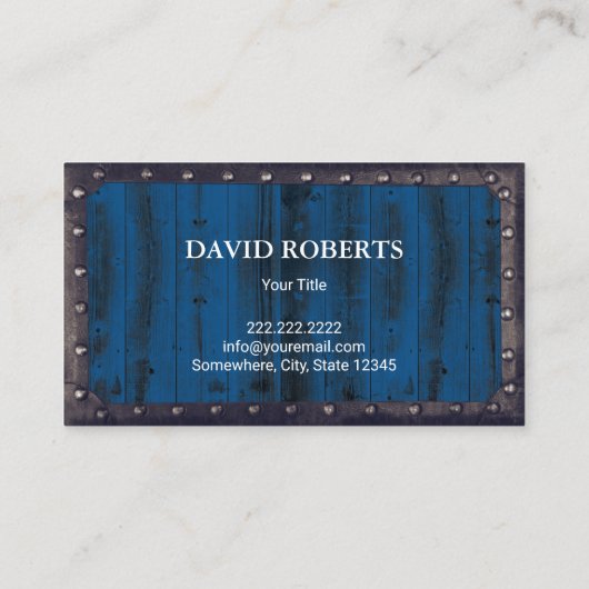 Rusty Boat Anchor Metal Framed Navy Wood Visitekaartje (Achterkant)