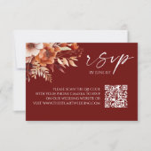 Rusty Bourgogne Bloemen QR Code Huwelijk RSVP Kaar (Voorkant)