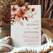 Rusty Bourgogne Brown Bloemen Tuin Huwelijk Kaart