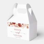 Rusty Burgundy Brown Bloemen Huwelijk Bedankdoosjes (Achterkant)