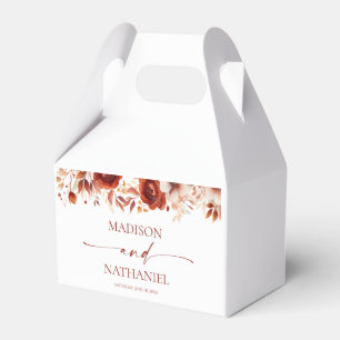 Rusty Burgundy Brown Bloemen Huwelijk Bedankdoosjes