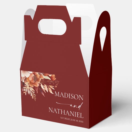 Rusty Burgundy Brown Bloemen Huwelijk Bedankdoosjes (Geopend)