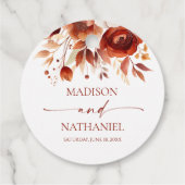 Rusty Burgundy Brown Bloemen Huwelijk Bedankjes Labels (Achterkant)