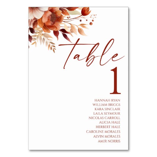 Rusty Burgundy Brown Bloemen Huwelijk Kaart (Achterkant)