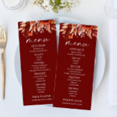 Rusty Burgundy Brown Bloemen Huwelijk Menu
