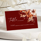 Rusty Burgundy Brown Bloemen Huwelijk Plaatskaartje