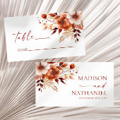 Rusty Burgundy Brown Bloemen Huwelijk Plaatskaartje