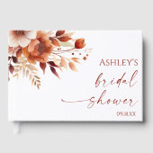 Rusty Burgundy Brown Bloemen Vrijgezellenfeest Gastenboek (Voorkant)