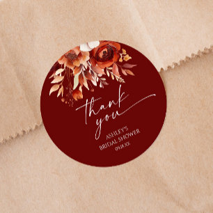 Rusty Burgundy Brown Bloemen Vrijgezellenfeest Ronde Sticker