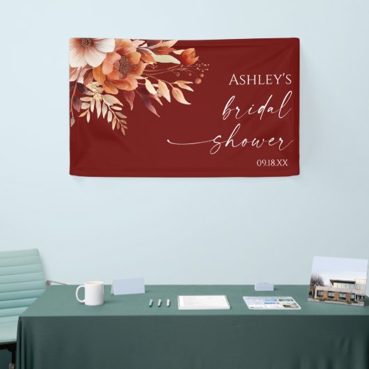 Rusty Burgundy Brown Bloemen Vrijgezellenfeest Spandoek (Beurs)